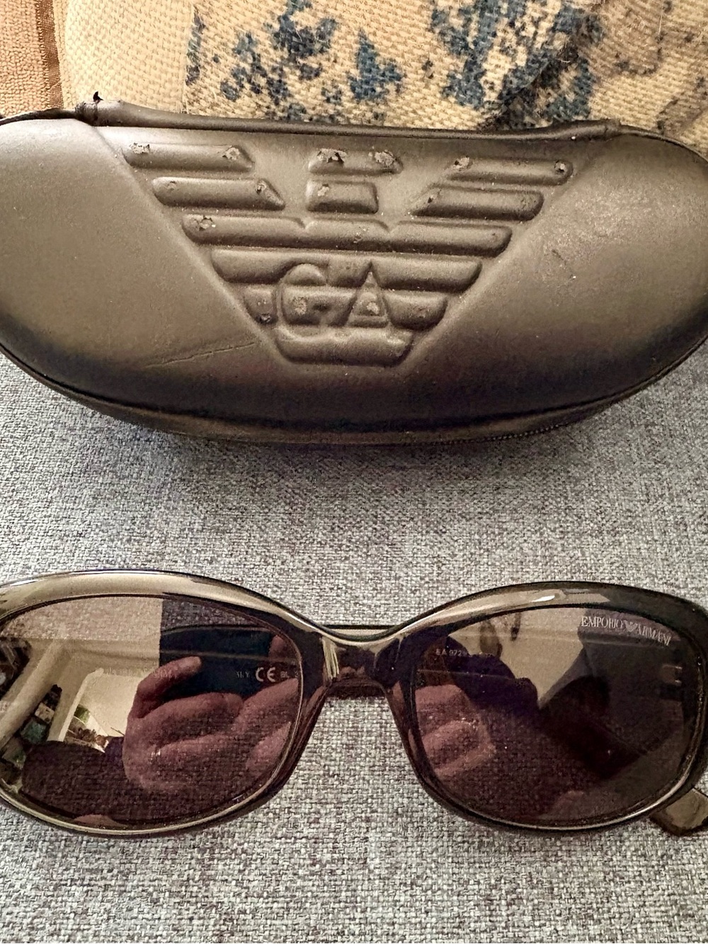 Emporio Armani Black Sunglasses with Silver Logo Accent